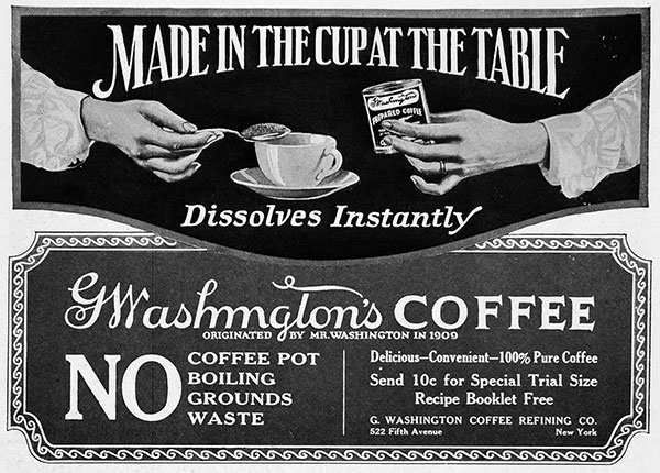 Реклама растворимого кофе Джорджа Вашингтона